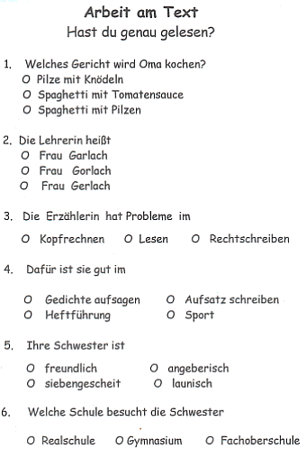 Arbeit am Text - Hast du genau gelesen? Seite 1
